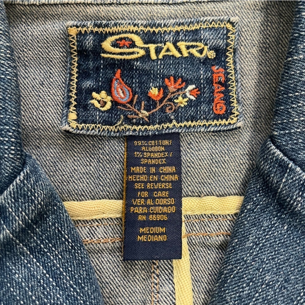 Star Jeans Denim Military Utility Jacket Women’s Size Medium Medium Wash Y2K - Picture 7 of 9